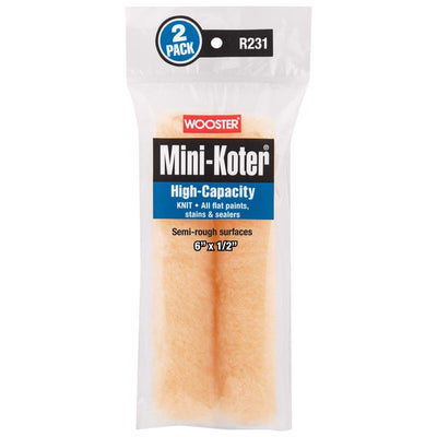 Wooster Mini-Koter Fabric 6 in. W X 1/2 in. Mini Paint Roller Cover 2 pk