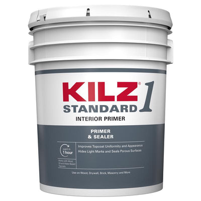 KILZ 1 Standard White Flat Water-Based Acrylic Primer and Sealer 5 gal
