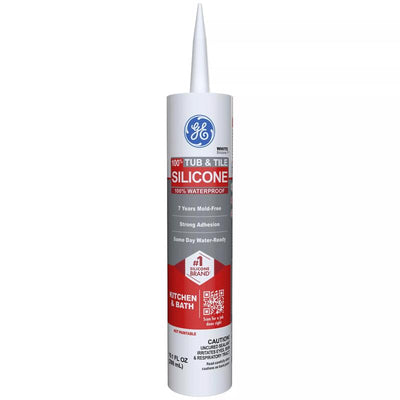 GE Tub & Tile White Silicone 1 Tub and Tile Caulk Sealant 10.1 oz