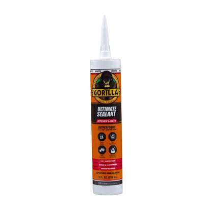 Gorilla Ultimate Paintable White Silicone Kitchen and Bath Sealant 9 oz