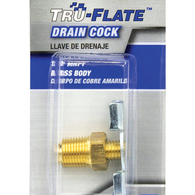 Tru-Flate Brass/Steel Drain Cock 1/8 in. Male