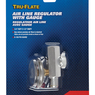 Tru-Flate Steel Air Line Regulator with Gauge 1/4 in. NPT 150 psi