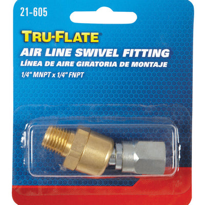 Tru-Flate Brass/Steel Air Line Swivel Fitting 1/4 in. Male 2 pc