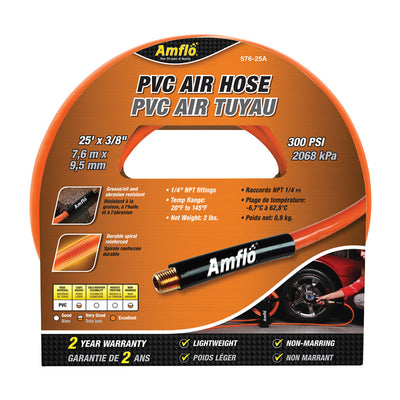 Amflo 25 ft. L X 3/8 in. D Polyvinyl Air Hose 300 psi Orange