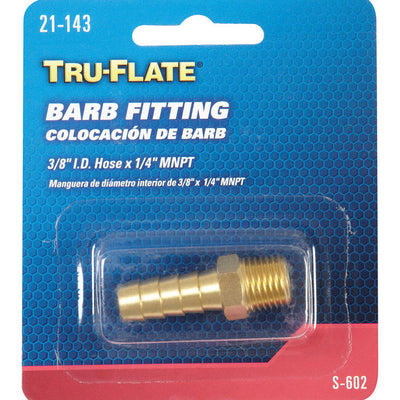 Tru-Flate Brass Barb Hose Fitting 3/8 Male