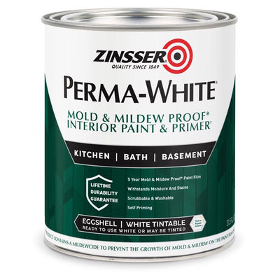 Zinsser Perma-White Eggshell White Water-Based Mold and Mildew-Proof Paint Interior 1 qt