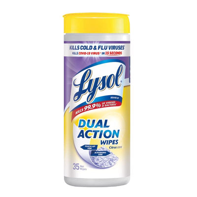 Lysol Dual Action Citrus Scent Antibacterial Disinfectant 35 ct