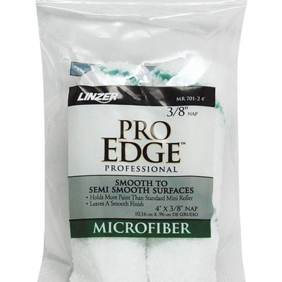 Linzer Pro Edge Microfiber 4 in. W X 3/8 in. Mini Paint Roller Cover 2 pk