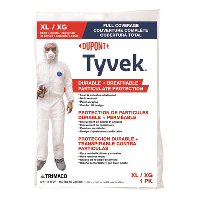 Dupont Tyvek Coverall with Hood and Boots White XL