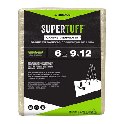 Trimaco SuperTuff 9 ft. W X 12 ft. L X 0.06 mil 6 oz Canvas Drop Cloth