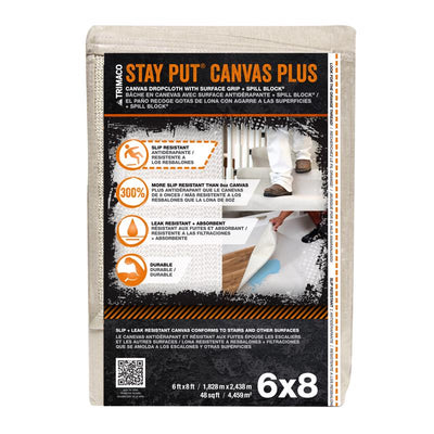 Trimaco Stay Put 6 ft. W X 8 ft. L 8 oz Canvas Drop Cloth