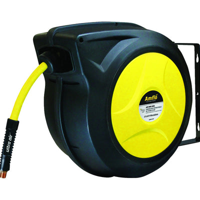 Amflo Ultra Air 50 ft. L X 3/8 in. D Hybrid Polymer Air Hose Reel 300 psi Black