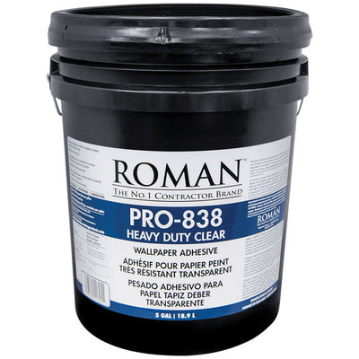 Roman PRO-838 Heavy Duty Clear High Strength Modified Starches Clear Wallpaper Adhesive 5 gal