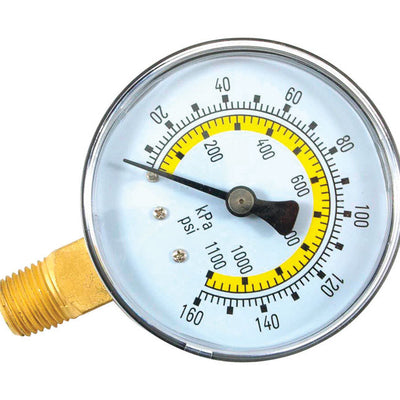 Forney Plastic Bottom Mount Air Pressure Gauge 1/4 in. NPT 160 psi