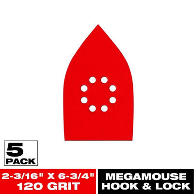 Diablo MegaMouse 4-3/16 in. Aluminum Oxide Hook and Lock Sanding Sheets 120 Grit Medium 5 pk