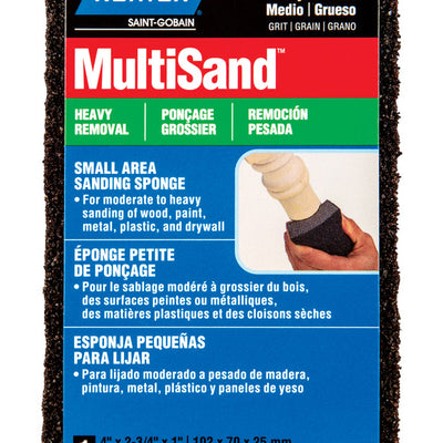 Norton MultiSand 4 in. L X 2.75 in. W X 1 in. 60/80 Grit Coarse/Medium Small Area Sanding Sponge