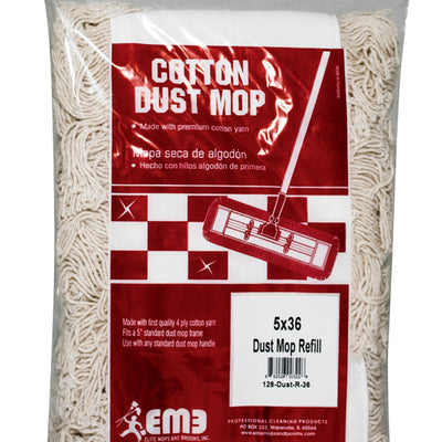 Elite Mops and Brooms 5 x 36 Dust Cotton Mop Refill