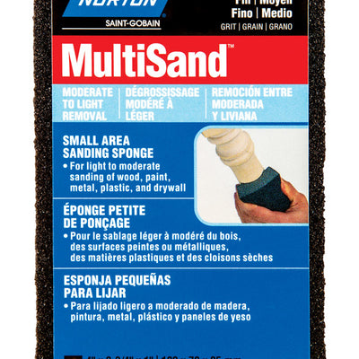 Norton MultiSand 4 in. L X 2.75 in. W X 1 in. 80/120 Grit Fine/Medium Small Area Sanding Sponge