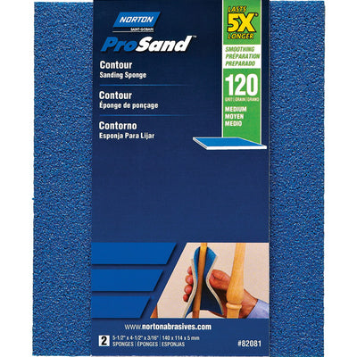 Norton ProSand 5.5 in. L X 4.5 in. W X 0.188 in. 120 Grit Medium Contour Sanding Sponge