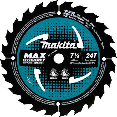 Makita 7-1/4 in. D X 5/8 in. Max Efficiency Carbide Tipped Circular Saw Blade 24 teeth