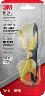 3M Anti-Fog Classic/Sleek Safety Glasses Amber Lens Black/Yellow Frame