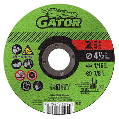 Gator 4-1/2 in. D X 7/8 in. Aluminum Oxide Type 1 Metal Cut-Off Wheel