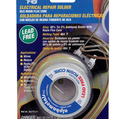 Alpha Fry 3 oz Lead-Free Rosin Core Solder Wire 0.06 in. D Tin/Antimony 95/5