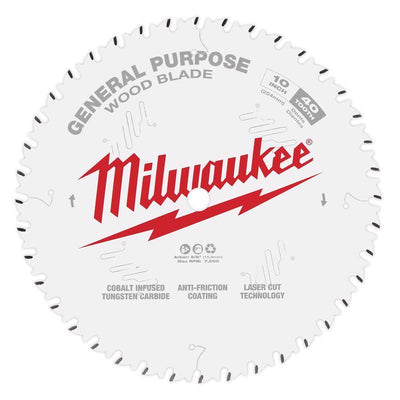 Milwaukee 10 in. D X 5/8 in. General Purpose Tungsten Carbide Saw Blade 40 teeth