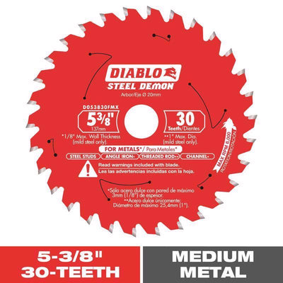 Diablo Steel Demon 5-3/8 in. D X 20 mm TiCo Hi-Density Carbide Metal Saw Blade 30 teeth