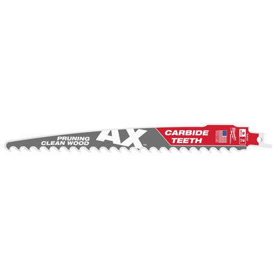Milwaukee AX Sawzall 9 in. Carbide Pruning & Clean Wood Reciprocating Saw Blade 3 TPI