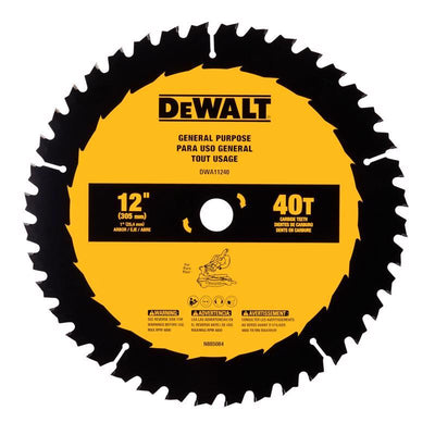 DeWalt 12 in. D X 1 in. Carbide Tipped Circular Saw Blade 40 teeth