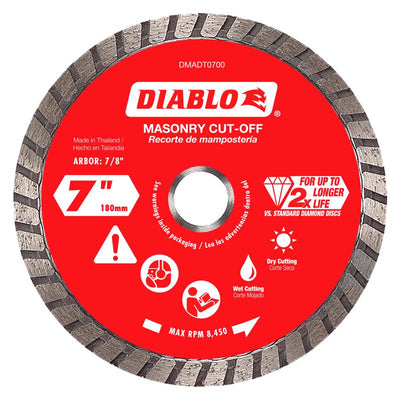Diablo 7 in. D X 7/8 in. Diamond Masonry Cut-Off Disc