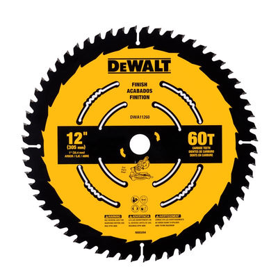 DeWalt 12 in. D X 1 in. Carbide Tipped Finishing Saw Blade 60 teeth