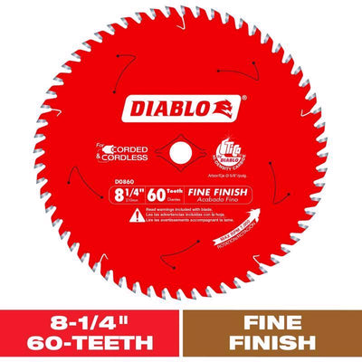 Diablo 8-1/4 in. D X 5/8 in. TiCo Hi-Density Carbide Circular Saw Blade 60 teeth
