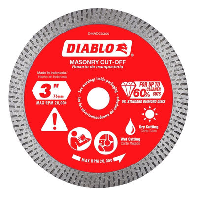 Diablo 3 in. D X 3/8 in. Diamond Masonry Cut-Off Disc