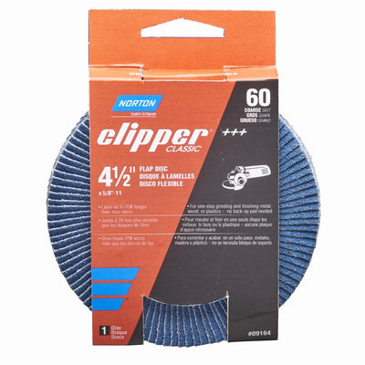 Norton Clipper 4-1/2 in. D X 5/8-11 in. Zirconia Alumina/X-Wt Cotton Flap Disc 60 Grit