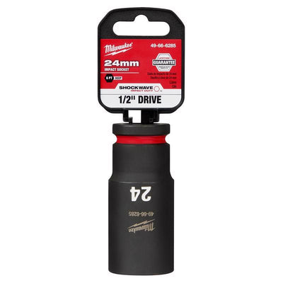 Milwaukee Shockwave 24 mm X 1/2 in. drive Metric/SAE 6 Point Deep Impact Socket