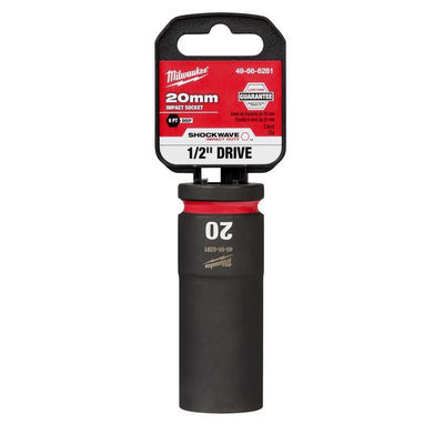 Milwaukee SHOCKWAVE 20 mm X 1/2 in. drive Metric/SAE 6 Point Deep Impact Socket