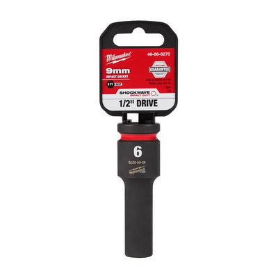 Milwaukee Shockwave 9 mm X 1/2 in. drive Metric 6 Point Deep Impact Socket