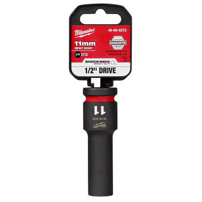 Milwaukee Shockwave 11 mm X 1/2 in. drive Metric 6 Point Deep Impact Socket