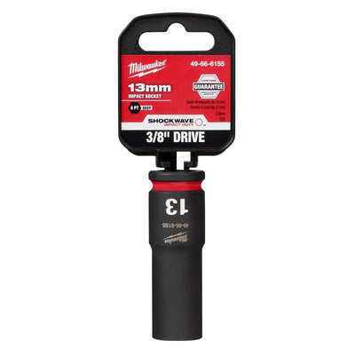 Milwaukee Shockwave 13 mm X 3/8 in. drive Metric 6 Point Deep Impact Socket
