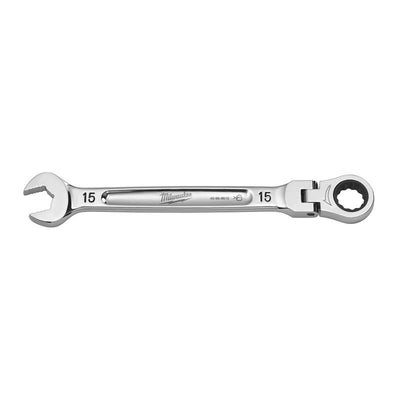 Milwaukee 15 mm X 15 mm 12 Point Metric Flex Head Combination Wrench 7.95 in. L
