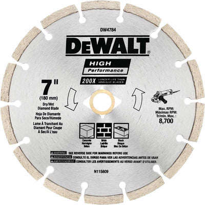 DeWalt HP 7 in. D X 5/8 and 7/8 in. Steel Segmented Rim Diamond Saw Blade