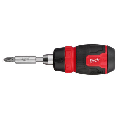 Milwaukee Hex Shank 8-in-1 Ratcheting Compact Multi-Bit Screwdriver 5.43 in.