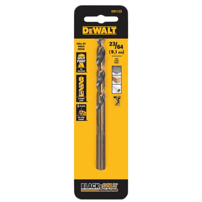 DeWalt Black & Gold 23/64 in. High Speed Steel Split Point Drill Bit 3-Flat Shank
