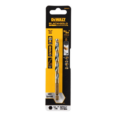DeWalt Black & Gold 19/64 in. High Speed Steel Impact Ready Drill Bit Hex Shank 1 pk