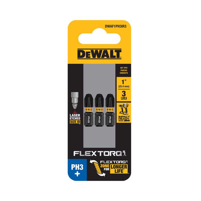 DeWalt FlexTorq Phillips #3 Size X 1 in. L Impact Driver Bit Set Steel 3 pc