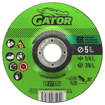 Gator 5 in. D X 7/8 in. Aluminum Oxide/Silicon Carbide Masonry Cut-Off Wheel