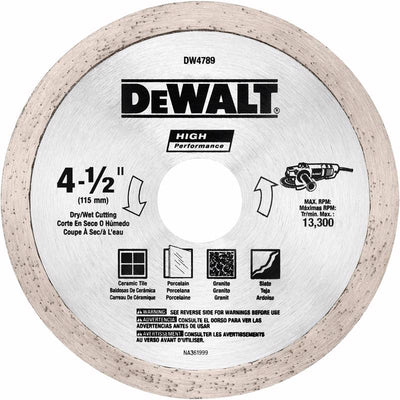 DeWalt HP 4-1/2 in. D X 5/8 in. Diamond Continuous Rim Tile Blade