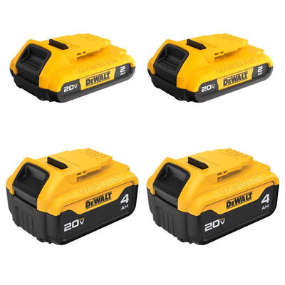 DeWalt 20V MAX DCB324-4 Lithium-Ion 2Ah and 4Ah Battery Combo Pack 4 pc